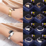 Metal Open Bangle Bracelet Round Geometry Punk Wristband Cuff