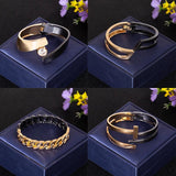 Metal Open Bangle Bracelet Round Geometry Punk Wristband Cuff