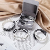 Metal Open Bangle Bracelet Round Geometry Punk Wristband Cuff