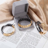 Metal Open Bangle Bracelet Round Geometry Punk Wristband Cuff