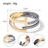 Metal Open Bangle Bracelet Round Geometry Punk Wristband Cuff