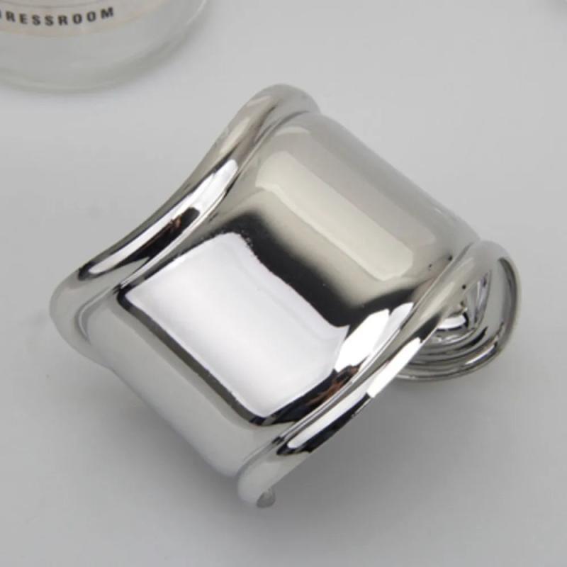 Metal Wave Asymmetric Bracelet Wide Bangle Hand Jewelry