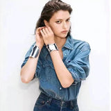 Metal Wave Asymmetric Bracelet Wide Bangle Hand Jewelry