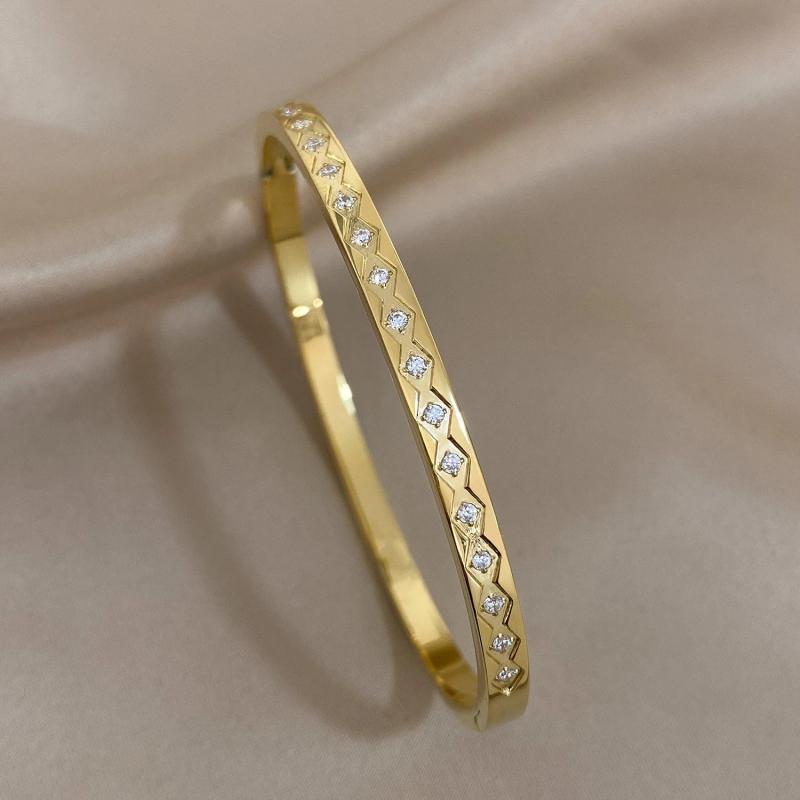 Zircon Stainless Steel Bangles Bracelets for Women Waterproof Jewelry