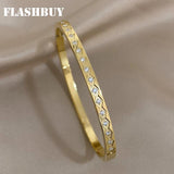 Zircon Stainless Steel Bangles Bracelets for Women Waterproof Jewelry