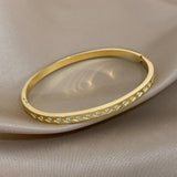 Zircon Stainless Steel Bangles Bracelets for Women Waterproof Jewelry