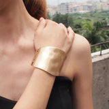 Wide Bangles Alloy Golden Bracelets Women Accessories Jewelry