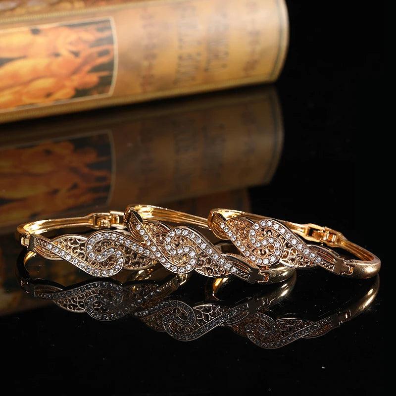 3 PCS Rhinestone Cuff Bangle Arabic Ethnic Wedding Jewelry Morocco Bridal