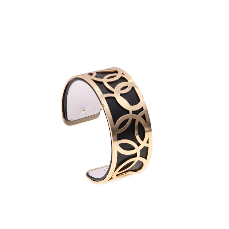 25mm Leather Cuff Bracelet with Love Hoop Design
