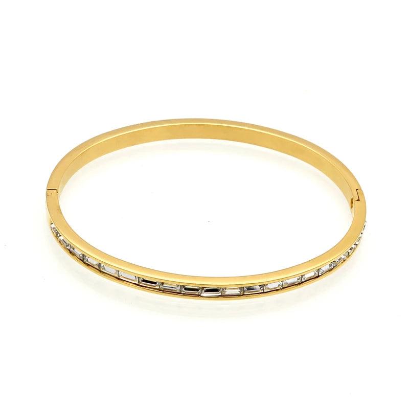Crystal Love Bracelets for Women - Stainless Steel Wedding Bangles