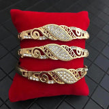 3PCS Zinc Alloy Side Open Bangle Bracelet Austrian Crystal Morocco Jewelry Cuff