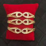 3PCS Zinc Alloy Side Open Bangle Bracelet Austrian Crystal Morocco Jewelry Cuff