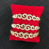 3PCS Zinc Alloy Side Open Bangle Bracelet Austrian Crystal Morocco Jewelry Cuff
