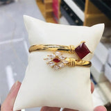 Zircon Crystal Cuff Bangles Bracelets For Women Lady Multi-Color