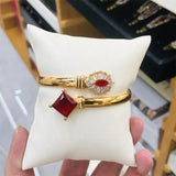 Zircon Crystal Cuff Bangles Bracelets For Women Lady Multi-Color