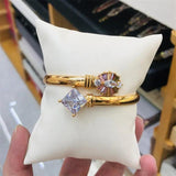 Zircon Crystal Cuff Bangles Bracelets For Women Lady Multi-Color
