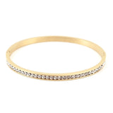 Round Crystal Steel Bracelets Rhinestones Cuff Bangle Wedding Jewelry