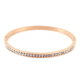 Round Crystal Steel Bracelets Rhinestones Cuff Bangle Wedding Jewelry