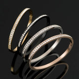Round Crystal Steel Bracelets Rhinestones Cuff Bangle Wedding Jewelry