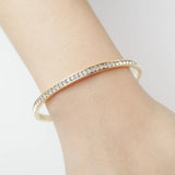 Round Crystal Steel Bracelets Rhinestones Cuff Bangle Wedding Jewelry