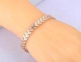 Stainless Steel Leaves Open Cuff Bracelet Rose Plated Bohemia Bangle