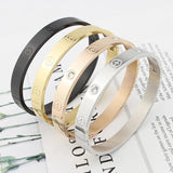 Zircon & Cross Nut Nail Bracelet Stainless Steel Screw Bangle
