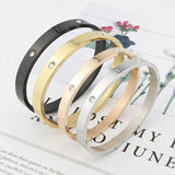 Zircon & Cross Nut Nail Bracelet Stainless Steel Screw Bangle