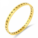 Stainless Steel Stars Bracelet Bangle Women Ladies Silver Rose Jewelry