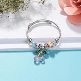Stainless Steel Big Cherry Crystal Women Bracelet Charms Bead DIY