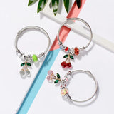 Stainless Steel Big Cherry Crystal Women Bracelet Charms Bead DIY