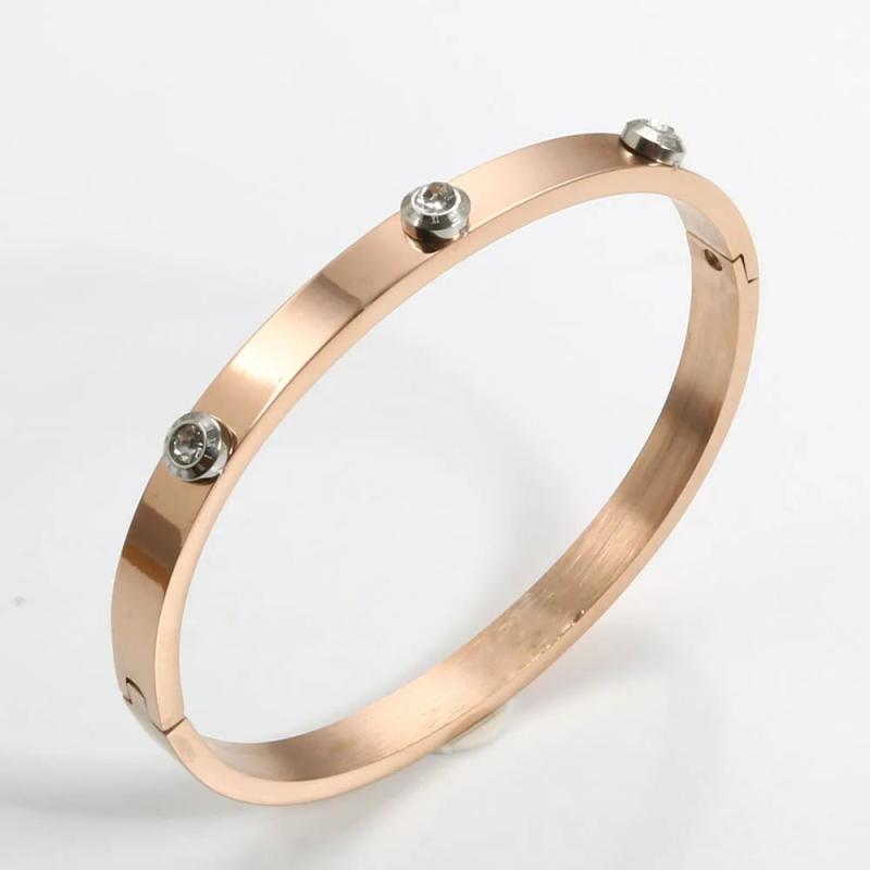 Golden Crystal Bracelet Stainless Steel Bangle