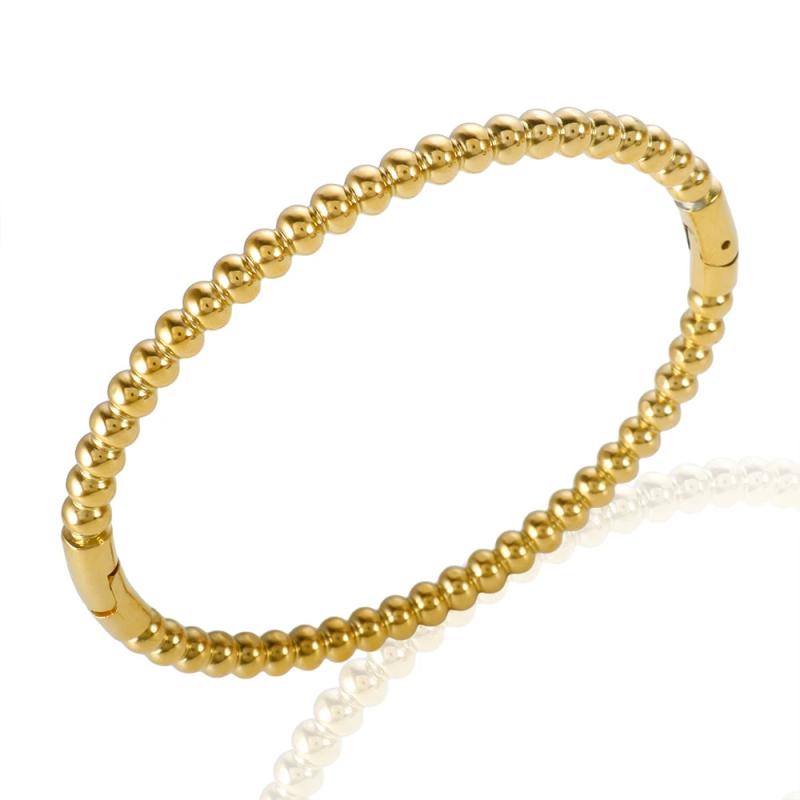 Stainless Steel Beaded Bangle Bracelet for Women