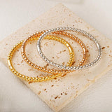 Stainless Steel Beaded Bangle Bracelet for Women