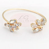 Leaf Cubic Zircon Open Bracelet Bangle Wedding Accessories
