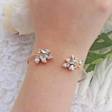 Leaf Cubic Zircon Open Bracelet Bangle Wedding Accessories