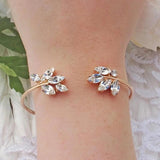 Leaf Cubic Zircon Open Bracelet Bangle Wedding Accessories