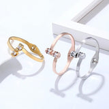 Double Roman Numeral Crystal Bracelet Stainless Steel Love Bangle
