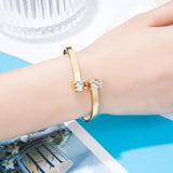 Double Roman Numeral Crystal Bracelet Stainless Steel Love Bangle