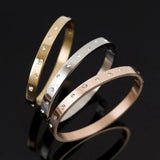 Golden Steel Love Bangles Crystal Wedding Jewelry