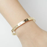 Golden Steel Love Bangles Crystal Wedding Jewelry