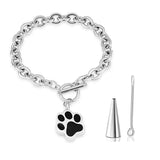 Pet Paw Print Cremation Bangle for Ashes Stainless Steel Urn Bracelet