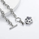 Pet Paw Print Cremation Bangle for Ashes Stainless Steel Urn Bracelet