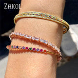 Pink Baguette Cz Zircon Cuff Bracelet for Women