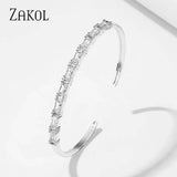 Pink Baguette Cz Zircon Cuff Bracelet for Women