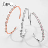 Pink Baguette Cz Zircon Cuff Bracelet for Women