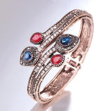 Kinel Vintage Branch Flower Bangles Red Water Drop Resin Bangle Bracelet