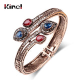 Kinel Vintage Branch Flower Bangles Red Water Drop Resin Bangle Bracelet