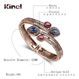 Kinel Vintage Branch Flower Bangles Red Water Drop Resin Bangle Bracelet