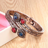 Kinel Vintage Branch Flower Bangles Red Water Drop Resin Bangle Bracelet