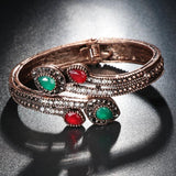Kinel Vintage Branch Flower Bangles Red Water Drop Resin Bangle Bracelet